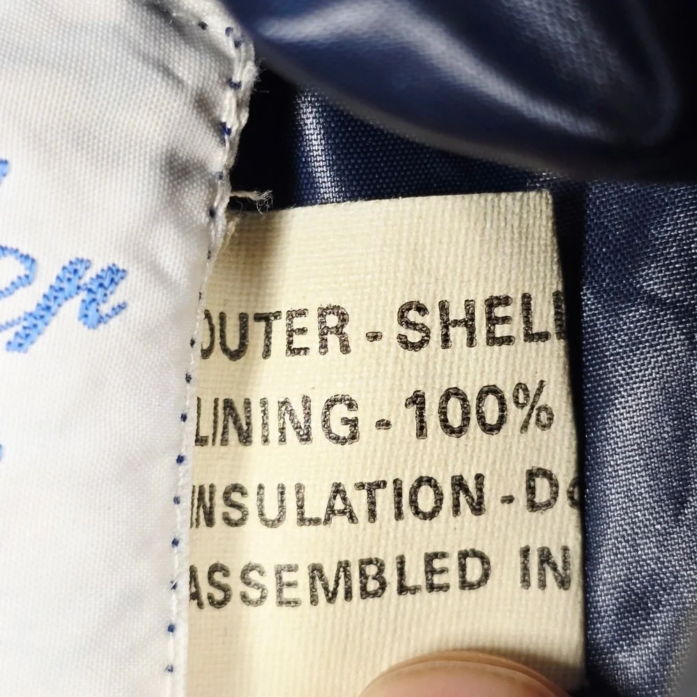 Vintage Contender Duck Down Puffer Jacket Mens XL Blue Black‎ Retro Winter